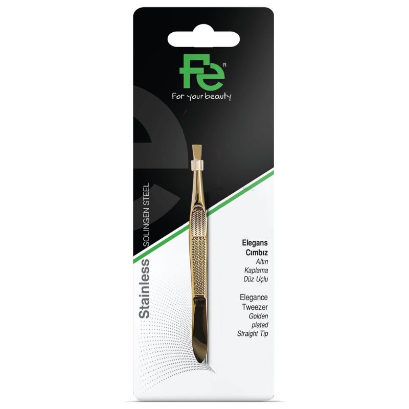 FE TWEEZERS ELEGANCE STAINLESS STEEL / GOLDEN ملقط شعر ايليجانس
