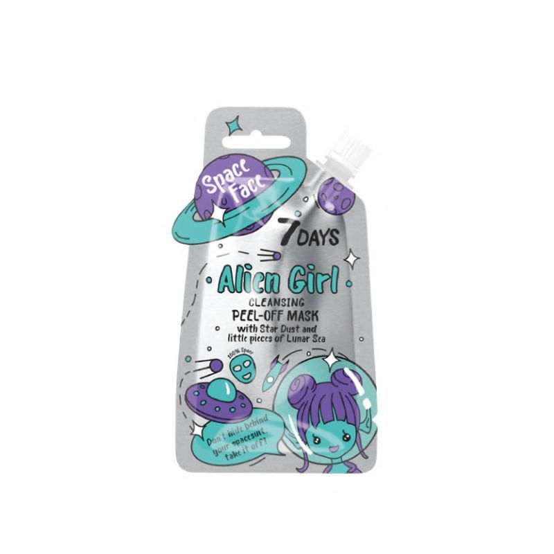 7 DAYS SPACE FACE CLEANSING PEEL-OFF MASK ALIEN GIRL WITH STAR DUST AND LITTLE PIECES OF LUNAR SEA, 20 G