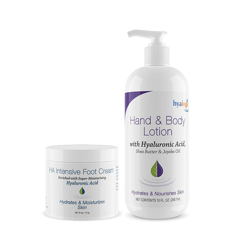 HYALOGIC  Hand/body Lotion with HA 295.7ml+ HA intensive foot cream 113.4g PACKAGE(OFFER