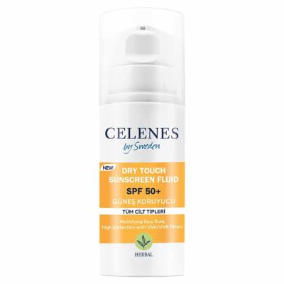 CELENES BY SWEDEN HERBAL DRY TOUCH SUNSCREEN FLUID SPF 50+ UVA/UVB FILTERS