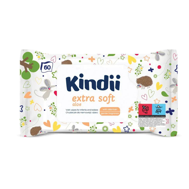 Kindii Extra Soft Aloe wipes 60 pcs
