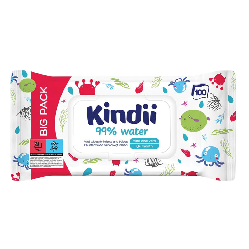 Kindii 99% Water baby wipes 100 pcs